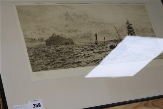 William Lionel Wyllie Tantallon Castle and the Bass Rock 21 x 49.5cm.